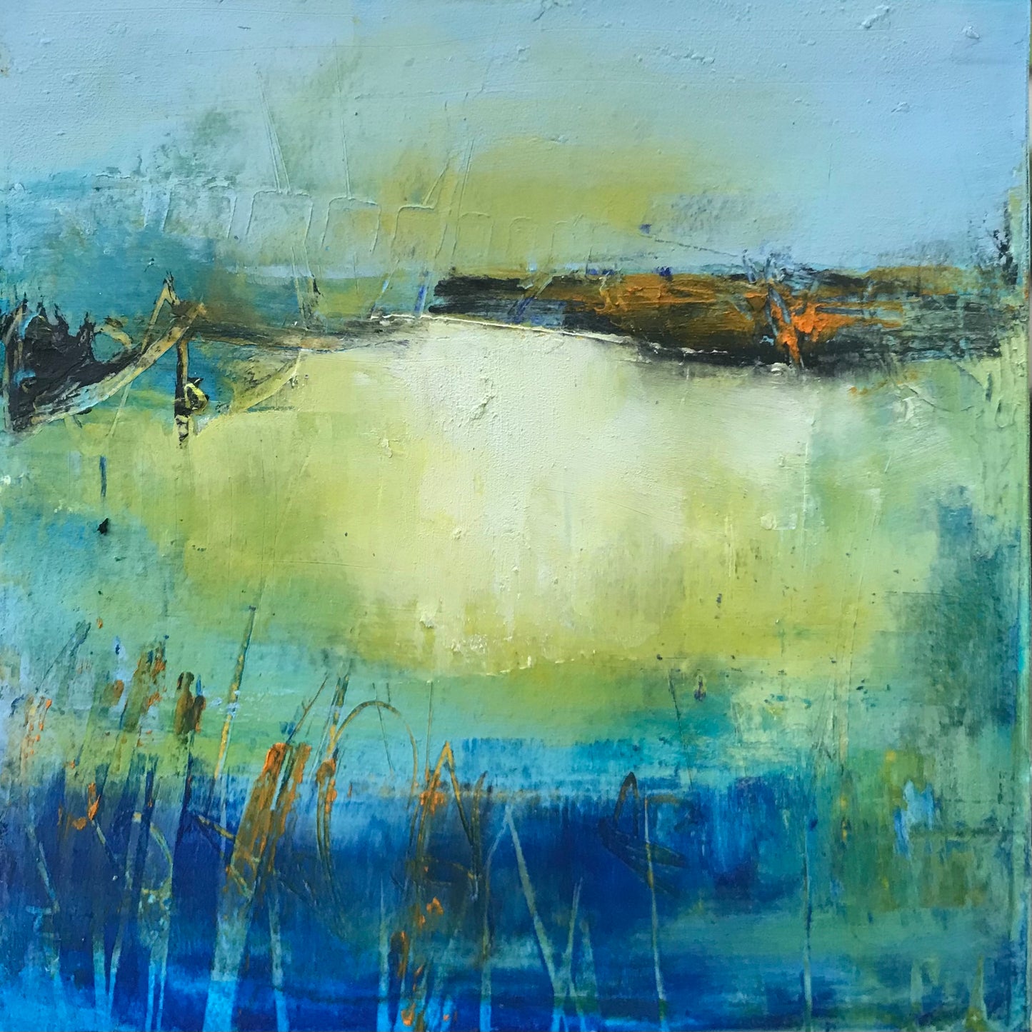 Memories of the Pond 7- Cold Wax and oIl Painting by Patt Scrivener AFCA