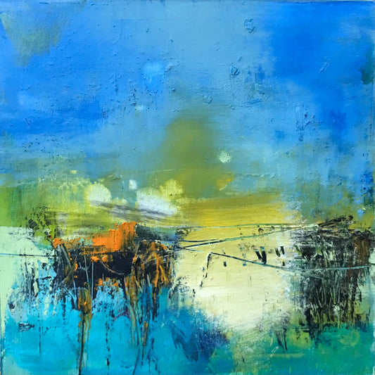 Memories of the Pond 11 - Cold Wax and oIl Painting by Patt Scrivener AFCA