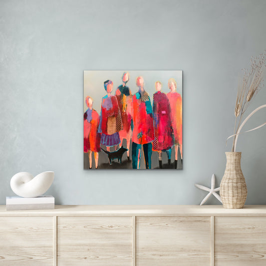 Figurative Art -Hanging Out- Original Mixed Media Painting by Patt Scrivener AFCA