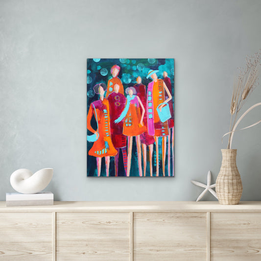 Figurative Art -Night Life- Original Mixed Media Painting by Patt Scrivener AFCA