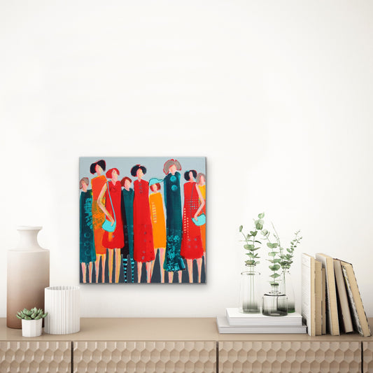 Figurative Art -Groupies- Original Mixed Media Painting by Patt Scrivener AFCA