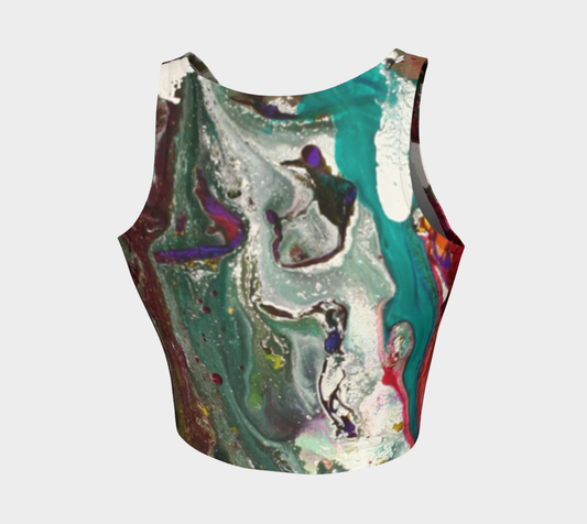 Athletic Crop Top - Underwater Design-Patt Scrivener Art and Design