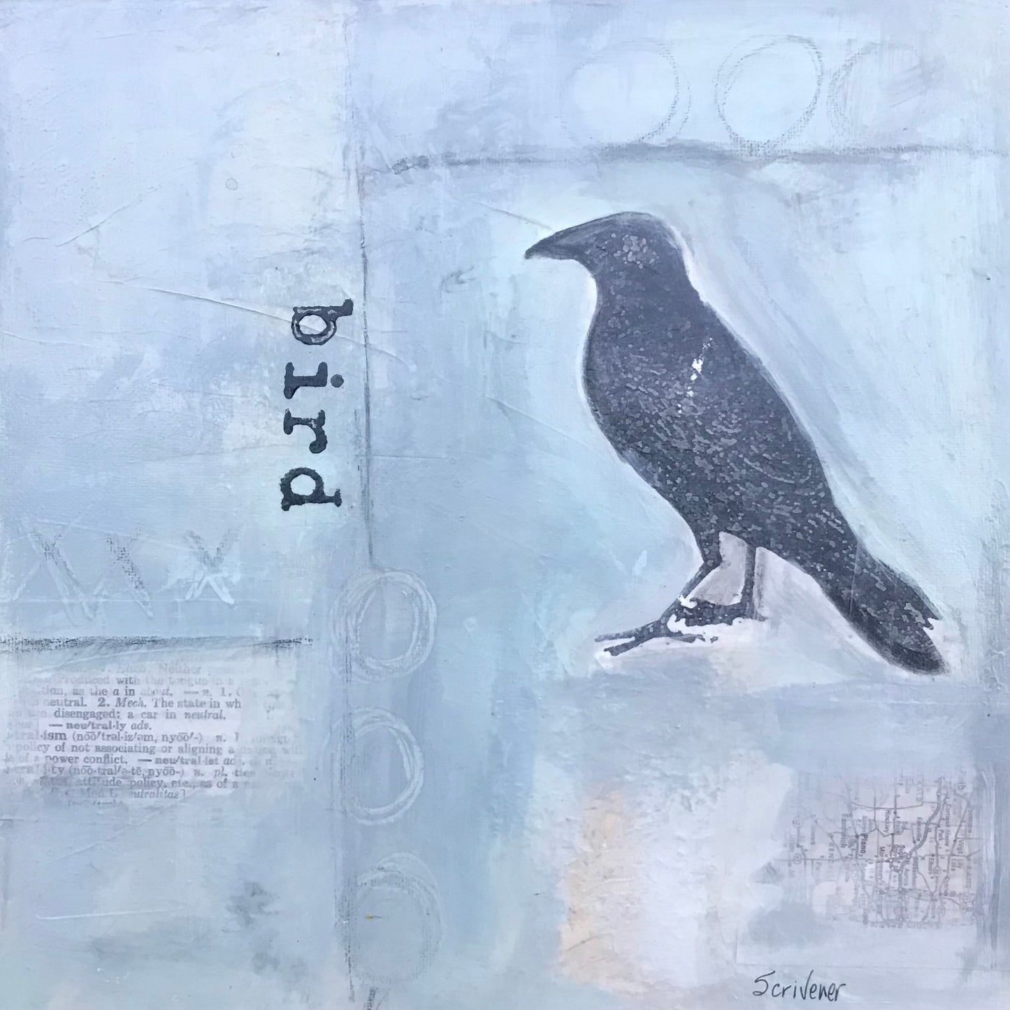 Bird - Original Mixed Media Painting by Patt Scrivener AFCA