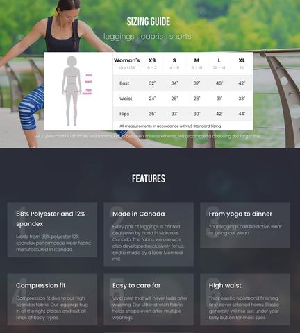 legging sizing chart - Patt Scrivener Art and Design