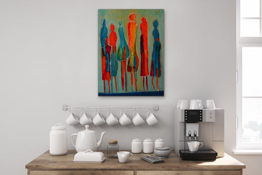 Figurative Art -Hometown Girls- Original Mixed Media Painting by Patt Scrivener AFCA