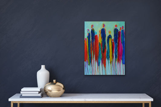 Figurative Art -Working Woman Blues- Original Mixed Media Painting by Patt Scrivener AFCA