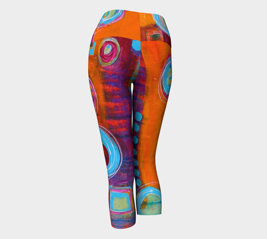 Wearable Art-Yoga Capri - Dancing in Circles