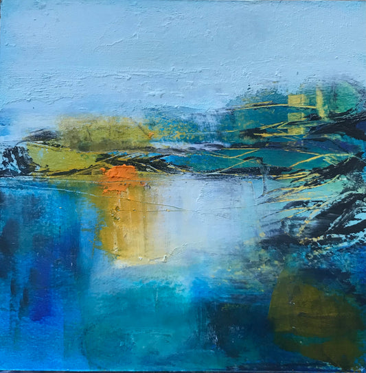 Memories of the Pond 1 - Cold Wax and oIl Painting by Patt Scrivener AFCA