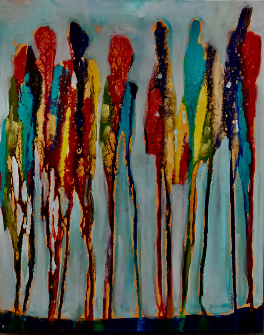 The Tribe  - Acrylic Painting by Patt Scrivener AFCA
