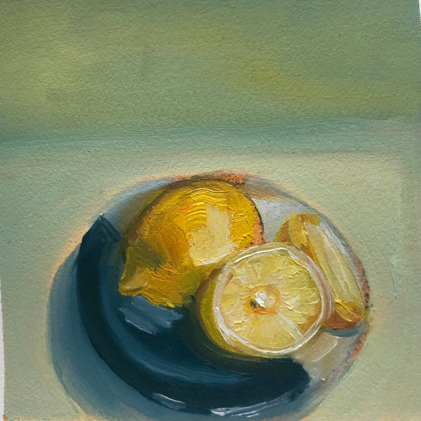 Two Lemons on a Plate  - Original Artwork by Patt Scrivener AFCA