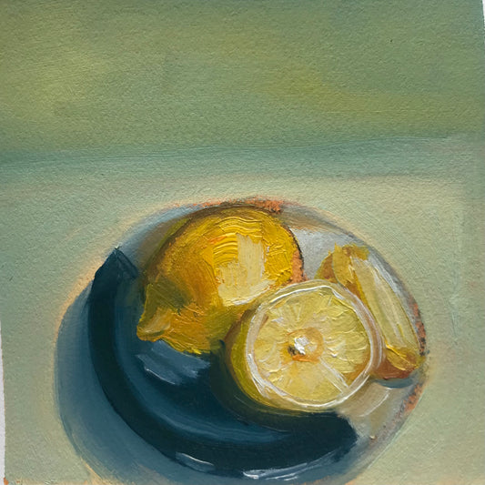 Two Lemons on a Plate  - Original Artwork by Patt Scrivener AFCA