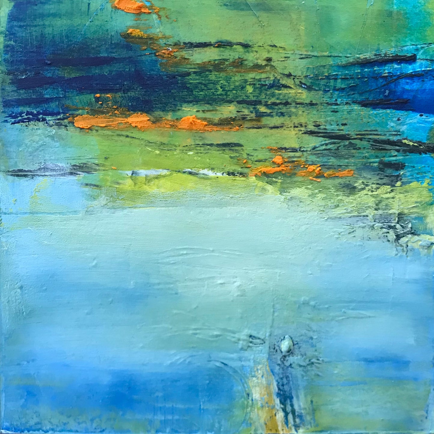 Memories of the Pond 9- Cold Wax and oIl Painting by Patt Scrivener AFCA