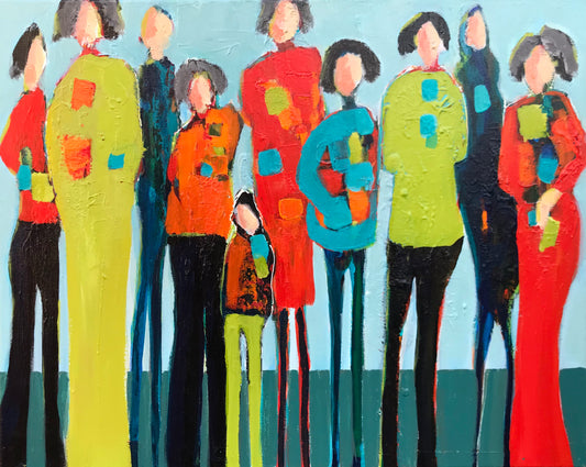 The Crowd Gathered -Original Painting by Patt Scrivener AFCA