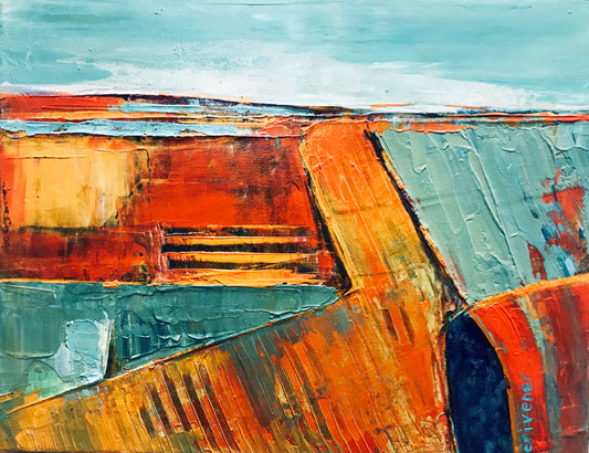 Aerial View - Contemporary Landscape Painting by Patt Scrivener AFCA