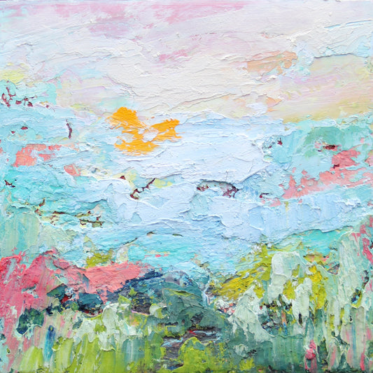 Meadow Walk 2 - Cold Wax and Oil Painting by Patt Scrivener AFCA