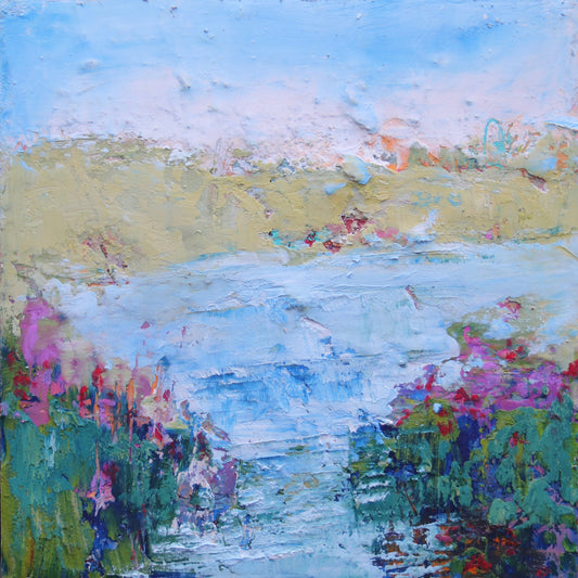 Meadow Walk 6- Cold Wax and Oil Painting by Patt Scrivener AFCA