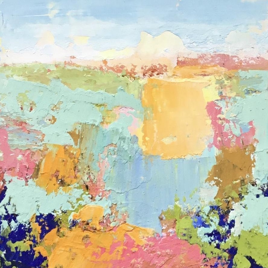 Patt Scrivener Artist| Cold wax/oil abstract landscape Breath of Spring